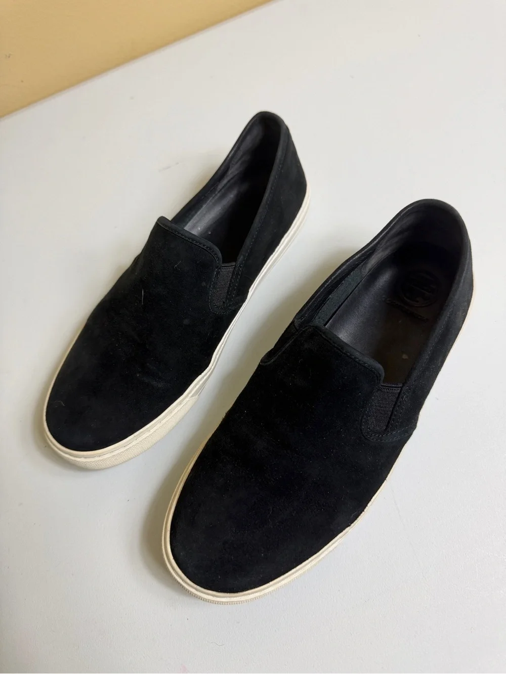Tory Burch Jesse Black Suede Leather Slip-On Sneakers Size 5.5